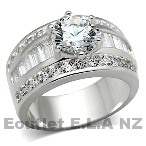 4.33ct SOLITAIRE CHANNEL CZ SOLID SILVER RING-size7/8